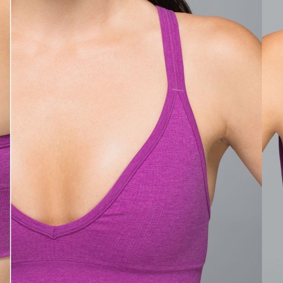 lululemon athletica Seamless Plunge Bra Heathered Ultra Violet Sz 8 - Picture 4 of 11